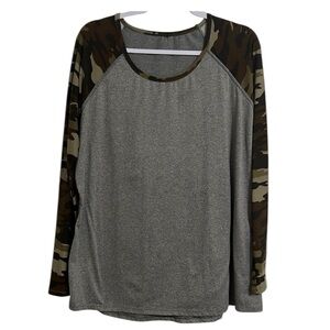 Women’s Ladies Long Sleeve Grey/Camo Top